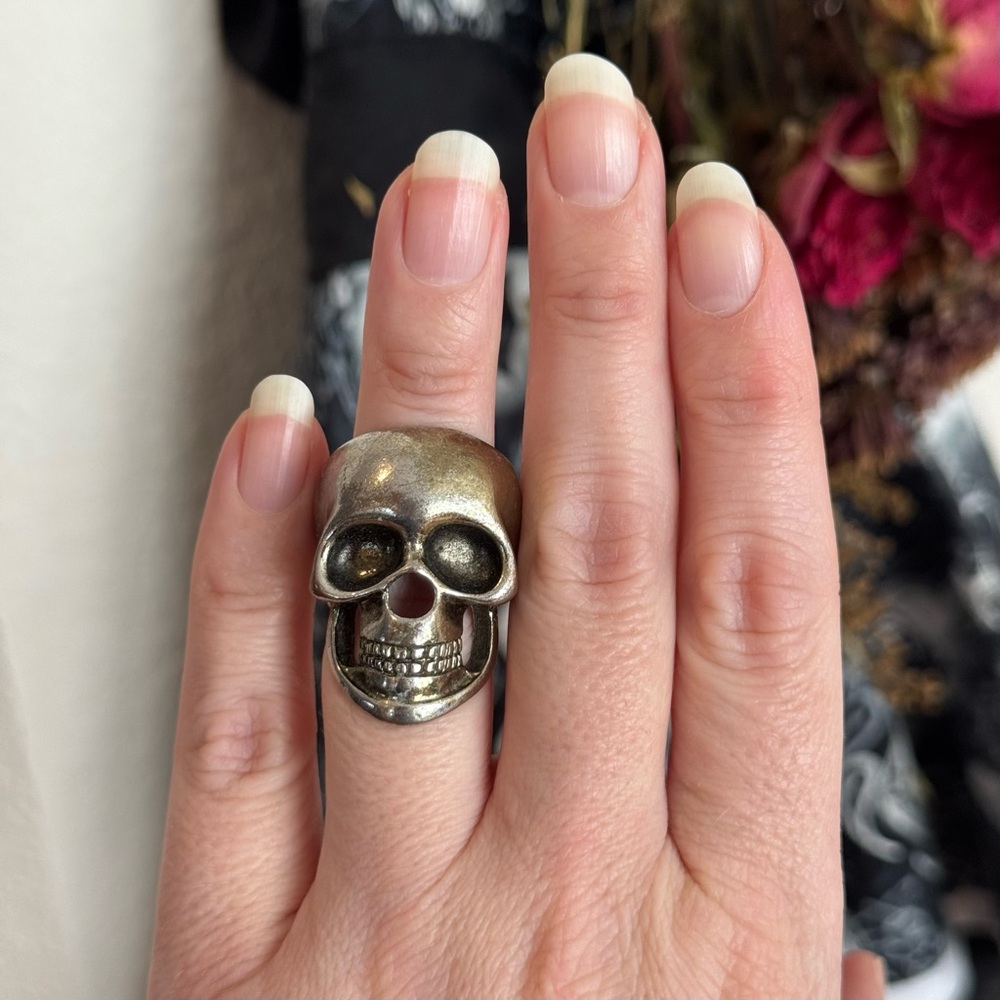 Large Skull Ring Biker Goth Punk Edgy Sz 6